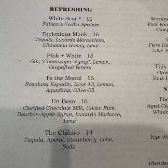 Bar Becky - Cocktail menu - Italian Near Me - Long Beach, California