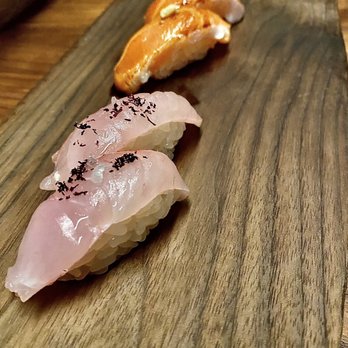 Uchi Miami - Kinmedai (golden eye snapper) & Sake Toro (salmon belly) - Asian Fusion Near Me - Miami, Florida Uchi Miami - Kinmedai (golden eye snapper) & Sake Toro (salmon belly) - Asian Fusion Near Me - Miami, Florida