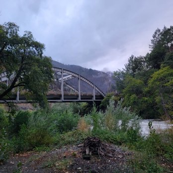 Caribou Crossroads - The old metal bridge i think1939 est. Crossing over the rivers. Where 2 meet. Love this camping spot - RV Parks Near Me - Belden, California