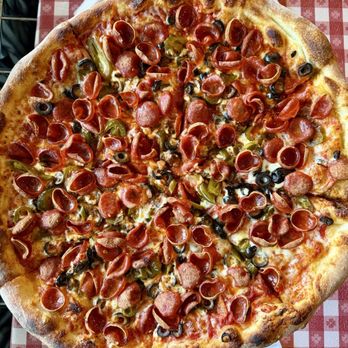 Smiling With Hope Pizza - NY STYLE (Thin Crust) Pepperoni, Black Olive & Jalapeños - Pizza Near Me - Reno, Nevada Smiling With Hope Pizza - NY STYLE (Thin Crust) Pepperoni, Black Olive & Jalapeños - Pizza Near Me - Reno, Nevada