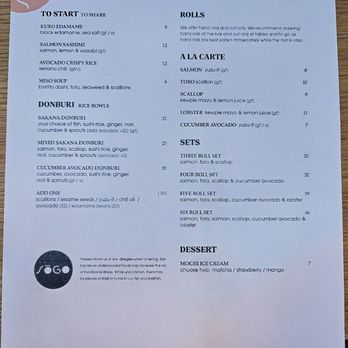 Sōgo Roll Bar - Gluten free menu as of July 2026 - Sushi Bars Near Me - Los Angeles, California Sōgo Roll Bar - Gluten free menu as of July 2026 - Sushi Bars Near Me - Los Angeles, California