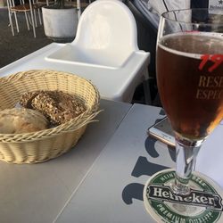 Cold beer and fresh bread.
