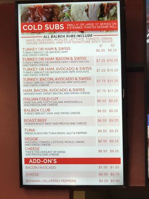 Menu photo 5 Balboa Sub Shop Northridge, CA