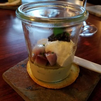 Altura - Smoked Sturgeon Zabaglione with Osetra Caviar, Zucchini Sformato - Italian Near Me - Seattle, Washington Altura - Smoked Sturgeon Zabaglione with Osetra Caviar, Zucchini Sformato - Italian Near Me - Seattle, Washington