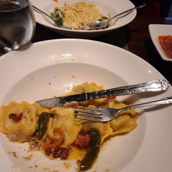 Macaluso's Restaurant - Stuffed Ravioli with mushrooms, dried tomatoes and peppers. Delicious - Italian Near Me - Nesquehoning, Pennsylvania