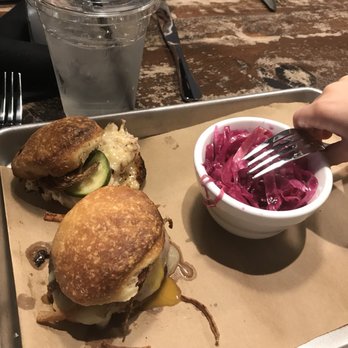 Wolf River Brisket - Sliders (one chicken and one brisket) and apple cider slaw - Southern Near Me - Germantown, Tennessee Wolf River Brisket - Sliders (one chicken and one brisket) and apple cider slaw - Southern Near Me - Germantown, Tennessee