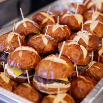 Mustard Seed Catering Company - Beef sliders on pretzel buns-Photography by Nezár Samara Photography - Caterers Near Me Mustard Seed Catering Company - Beef sliders on pretzel buns-Photography by Nezár Samara Photography - Caterers Near Me