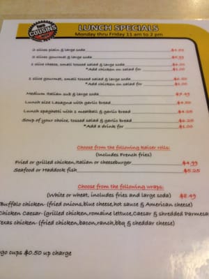 Menu photo 2 Two Cousins Pizza Stevens, PA
