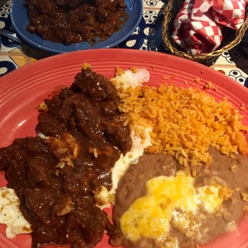 Zacatecas Cafe - Huevos Rancheros over easy with all Mole Colorado - Mexican Near Me - Riverside, California