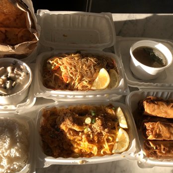 Pampanga’s Cuisine - turon (in bag), ginataang langka (not sweet coconut jackfruit), pancit palabok, pancit guisado, fried lumpia (veggie egg rolls), soup & rice - Filipino Near Me - Vancouver, British Columbia Pampanga’s Cuisine - turon (in bag), ginataang langka (not sweet coconut jackfruit), pancit palabok, pancit guisado, fried lumpia (veggie egg rolls), soup & rice - Filipino Near Me - Vancouver, British Columbia
