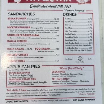 The Apple Pan - Menu - Burgers Near Me - Los Angeles, California