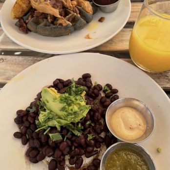 The Hidden Kitchen - Weirdos waffle and eggs with avo and black beans - Juice Bars & Smoothies Near Me - Cayucos, California The Hidden Kitchen - Weirdos waffle and eggs with avo and black beans - Juice Bars & Smoothies Near Me - Cayucos, California