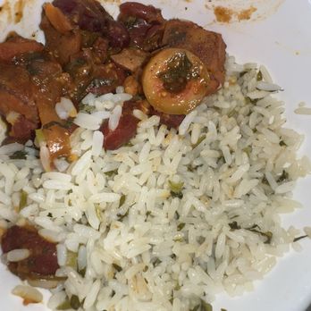 The Empanada Lady - White Rice And Bean Stew-and this is how they served it. I didn't even touch it yet. - Empanadas Near Me - Baltimore, Maryland