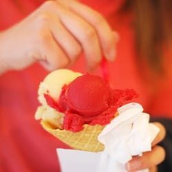 La Fraiseraie - Sorbet et cone énorme !