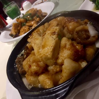 Gourmet Inspirations - Mushroom/Fish/Tofu Casserole (Front) Peppers & Eggplant Stuffed With Shrimp (Back) - Dim Sum Near Me - Wheaton, Maryland