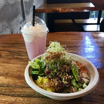 Up Roll Cafe - Honolulu - This is the ahi bowl we ordered with avocado and sprouts. The pink drink is the "cream soda" which was delish! - Sushi Bars Near Me - Honolulu, Hawaii Up Roll Cafe - Honolulu - This is the ahi bowl we ordered with avocado and sprouts. The pink drink is the "cream soda" which was delish! - Sushi Bars Near Me - Honolulu, Hawaii