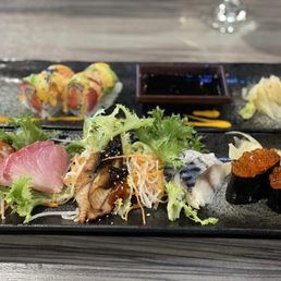 High-quality sushi in generous portions with lovely presentation. (I ate some prior to the photo!) High-quality sushi in generous portions with lovely presentation. (I ate some prior to the photo!)
