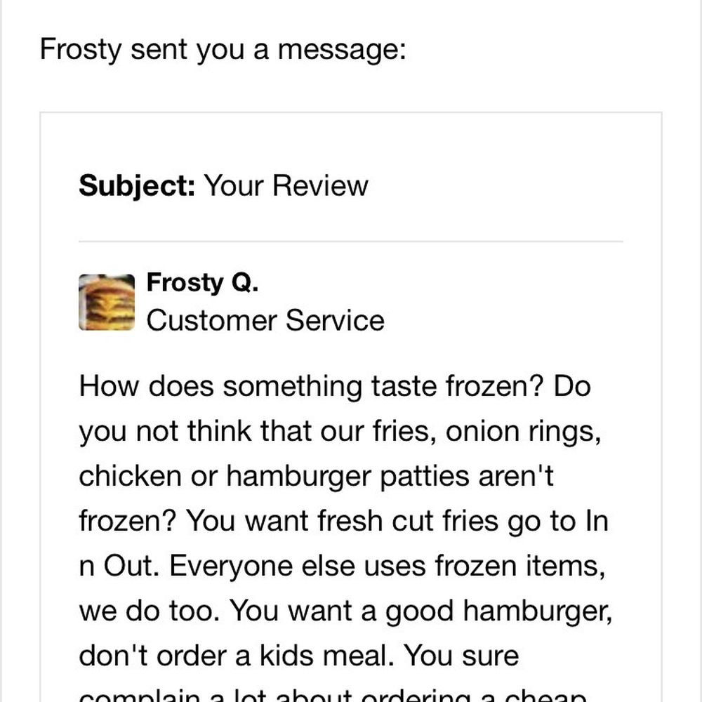 Frosty Queen - I will go to In n Out any day over this place, glad we're on the same page! - Burgers Near Me - Fresno, California Frosty Queen - I will go to In n Out any day over this place, glad we're on the same page! - Burgers Near Me - Fresno, California