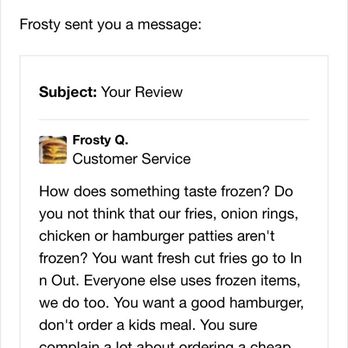 Frosty Queen - I will go to In n Out any day over this place, glad we're on the same page! - Burgers Near Me - Fresno, California Frosty Queen - I will go to In n Out any day over this place, glad we're on the same page! - Burgers Near Me - Fresno, California