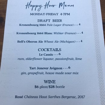 Grant Park Bistro - Happy Hour Drink Menu - New American Near Me - Chicago, Illinois