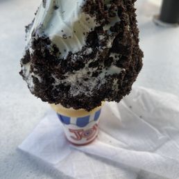 Cake batter dipped in Oreo crumbs. Cake batter dipped in Oreo crumbs.