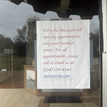 National Voting Rights Museum - Sign posted on door, indicating the museum is now open "by appointment only". - Museums Near Me - Selma, Alabama National Voting Rights Museum - Sign posted on door, indicating the museum is now open "by appointment only". - Museums Near Me - Selma, Alabama
