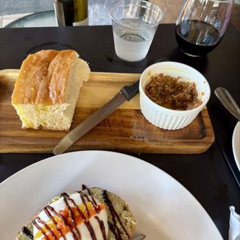In Contrada Vineyard and Kitchen - Focaccia with olive spread - Wine Tasting Room Near Me - San Antonio, Texas