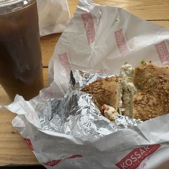 Kossar's Bagels & Bialys - Toasted garlic bagel with veggie cream cheese - TO DIE FOR!!! - Bakeries Near Me - New York, New York Kossar's Bagels & Bialys - Toasted garlic bagel with veggie cream cheese - TO DIE FOR!!! - Bakeries Near Me - New York, New York