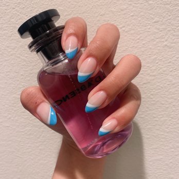 Elite Nails & Spa - Acrylic fill with asymmetrical french tip design, indulging all the summer freshness from this color combo. Designed by Paul. - Nail Salons Near Me - Oxnard, California