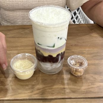 Joe’s Pho - CH1 three colors of Life - durian and peanuts on the side of you do not like it.  This is the vietnamese version of the  Filipino Halo-Halo - Vietnamese Near Me - Dublin, California