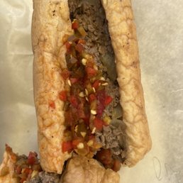 Cheese Steak Bombs Sub with onions and hots Cheese Steak Bombs Sub with onions and hots