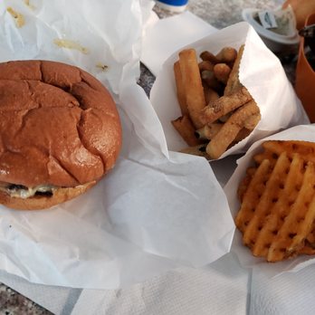 The Burgerstop - Mushroom Swiss Burger, Fried Zucchini & Waffle Fries - Burgers Near Me - Norwalk, California The Burgerstop - Mushroom Swiss Burger, Fried Zucchini & Waffle Fries - Burgers Near Me - Norwalk, California