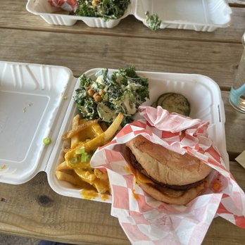 Pure Soul - THE CHICAGO BURGER, SIDE KALE CAESAR SALAD, CHEESE FRIES (CASHEW, ALMOND ALLERGY) - Fast Food Near Me - Durham, North Carolina Pure Soul - THE CHICAGO BURGER, SIDE KALE CAESAR SALAD, CHEESE FRIES (CASHEW, ALMOND ALLERGY) - Fast Food Near Me - Durham, North Carolina