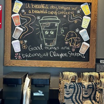 Starbucks - a chalkboard with a cup of coffee on it - Coffee & Tea Near Me - Clayton, California Starbucks - a chalkboard with a cup of coffee on it - Coffee & Tea Near Me - Clayton, California