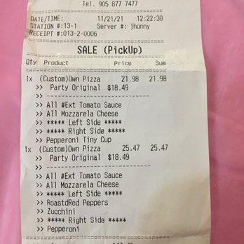 Pizzaiolo - The Pizza Maker's Pizza - the receipt - Pizza Near Me - Georgetown, Ontario Pizzaiolo - The Pizza Maker's Pizza - the receipt - Pizza Near Me - Georgetown, Ontario