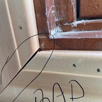 Homeworks - trim is for stain not paint, painters would cover this with caulk. - General Contractors Near Me - Vermilion, Ohio Homeworks - trim is for stain not paint, painters would cover this with caulk. - General Contractors Near Me - Vermilion, Ohio