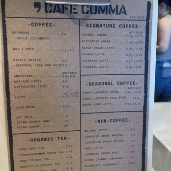 Cafe Comma - Menu - Coffee & Tea Near Me - Sandy Springs, Georgia
