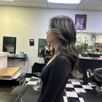 Jim's Hair Salon - left view of ash blond highlights - Hair Salons Near Me - Hayward, California Jim's Hair Salon - left view of ash blond highlights - Hair Salons Near Me - Hayward, California