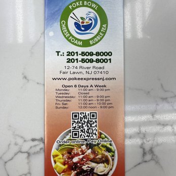 Poke Express - Menu - Coffee & Tea Near Me - Fair Lawn, New Jersey