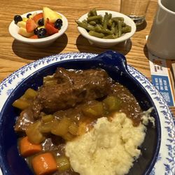 Cracker Barrel Old Country Store - Pot Roast, Green beans and fresh fruit