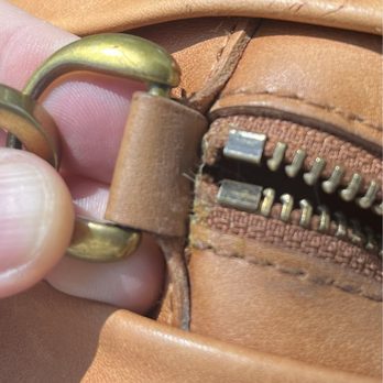 Artisans Shoe Repair - Reattached strap loop. Sloppy stitch work and glue all over. - Shoe Repair Near Me - Chandler, Arizona