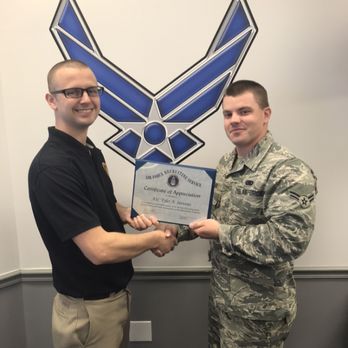 Air Force Hiring Center - Airmen Stevens receiving a certificate of appreciation upon graduation from technical training. - Employment Agencies Near Me - Scarborough, Maine Air Force Hiring Center - Airmen Stevens receiving a certificate of appreciation upon graduation from technical training. - Employment Agencies Near Me - Scarborough, Maine