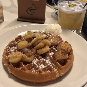 Thyme Restaurant & Bar - Banana foster waffle - Breakfast & Brunch Near Me - Atlanta, Georgia Thyme Restaurant & Bar - Banana foster waffle - Breakfast & Brunch Near Me - Atlanta, Georgia