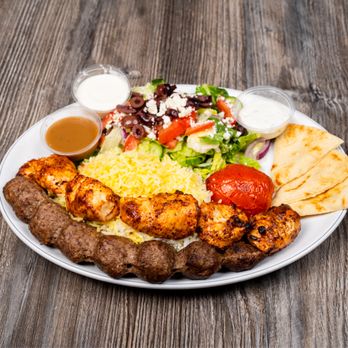 Kabob Cafe - Chicken Shish & Beef Koobideh Combo Plate - Mediterranean Near Me - Foothill Ranch, California Kabob Cafe - Chicken Shish & Beef Koobideh Combo Plate - Mediterranean Near Me - Foothill Ranch, California
