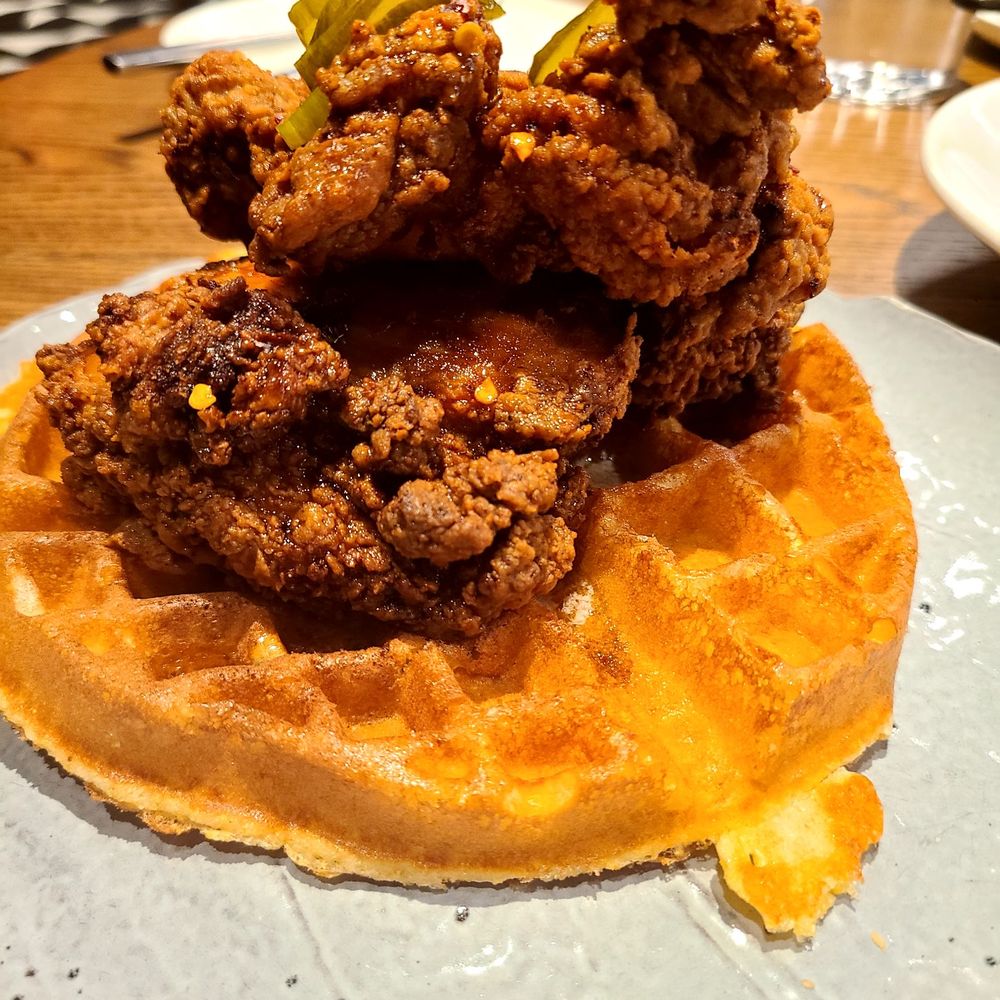 Marcus Live! Bar & Grille - FRIED CHICKEN & CORNBREAD WAFFLE - American Near Me - East Rutherford, New Jersey Marcus Live! Bar & Grille - FRIED CHICKEN & CORNBREAD WAFFLE - American Near Me - East Rutherford, New Jersey