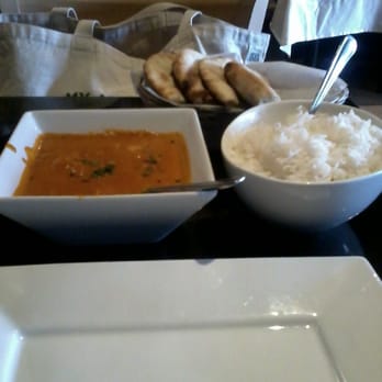 Kama - Shrimp Makhani / Tikka Masala, Rice, and Amritsari Kulcha as presented to me - Indian Near Me - La Grange, Illinois