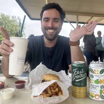 Whitey's Jolly Kone - My happy husband and his whitey's burger, fries, and shake - Burgers Near Me - West Sacramento, California