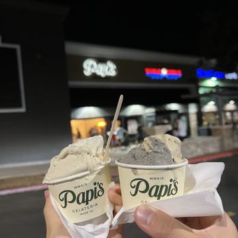 Papi's Gelateria - Left: green tea and lychee Right: black sesame and oolong - Gelato Near Me - Irvine, California