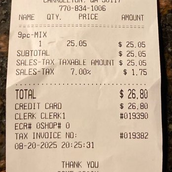 Big Chic - Receipt - American Near Me - Carrollton, Georgia Big Chic - Receipt - American Near Me - Carrollton, Georgia