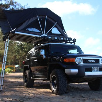 Lemon Drop Campers - Our lifted FJ Cruiser with a rooftop tent. - RV Rental Near Me Lemon Drop Campers - Our lifted FJ Cruiser with a rooftop tent. - RV Rental Near Me